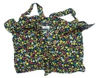 Čierno-farebný kvetovaný blúzková ý prepínaci crop top s volánikom Next