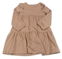 Starorůžovo-pudrovo-hnedé vzorované úpletové šaty s volánikmi PRIMARK
