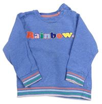 Modrá melírovaná mikina s nápisem - Rainbow a pruhmi Boden