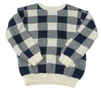 Tmavomodro-biely kockovaný sveter PRIMARK