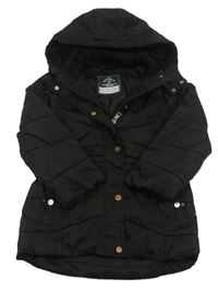 Černá prošívaná šusťáková zimní parka s kapucí George