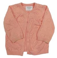 Broskvový prepínaci sveter s perforovanými srdiečkami F&F