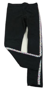 Černé teplákové legíny s flitrovým pruhem H&M