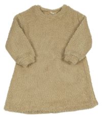 Béžové chlpaté šaty SHEIN