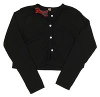 Čierna rebrovaná prepínaci slabá crop mikina s mašlou