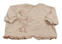 Pudrová oversize mikina s baletkou a volánikom Next