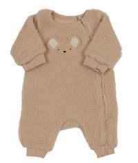 Světlepudrová huňatá podšitá kombinéza s medvedíkom M&S