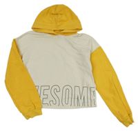 Smetanovo-hořčicová crop mikina s nápisem a kapucí C&A