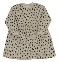 Béžové žebrované sametové šaty s kytičkami ZARA