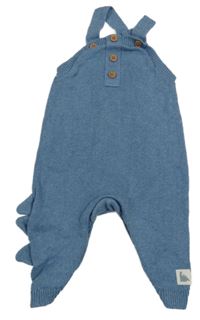 Modré melírované pletené laclové kalhoty s dinosaurem a ostny Mothercare