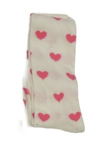 Nové - smotanové pančuchy s ružovými srdiečkami