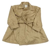 Hnědobéžový jarný kabát s golierikom a opaskom RIVER ISLAND