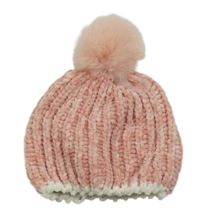 Nové - růžová melírovaná žinylková čepice s bambulí Ergee