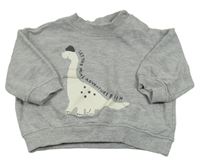 Sivá melírovaná oversize mikina s dinosaurom H&M