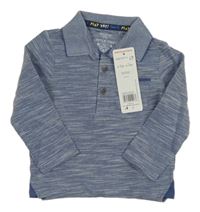 Nové - modro-biela melírovaná mikina s vreckom a golierikom F&F