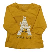 Hořčicové triko s týpí OBaïbi