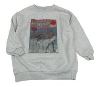 Svetlosivá melírovaná oversize mikina so Spider-many MARVEL