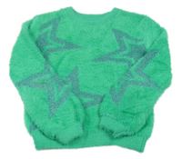 Zelený chlpatý sveter s hviezdičkami St. Bernard