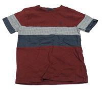 Vínovo-tmavomodré tričko se vzorem a výšivkou Next