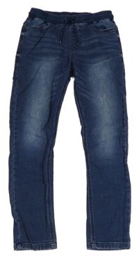 Tmavomodré teplákové rifle s úpletovým pasem Next