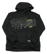 Čierna thermo mikina s nápismi a vreckom a kapucňou Chapter young