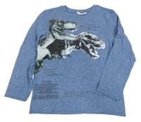 Modré melírované tričko s dinosaurami Kids