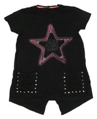 Černá tunika s hvězdou s kamínky a plíšky Yesmina