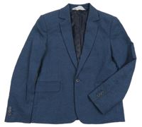 Tmavomodré melírované lněné sako H&M
