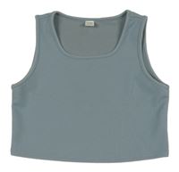 Modrošedý rebrovaný crop top SHEIN