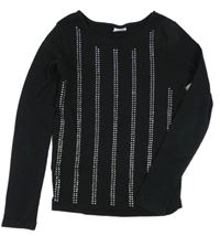 Čierny crop sveter s kamienkami ZARA