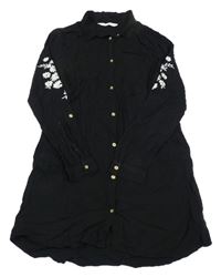 Čierne prepínaci košeľové šaty s kvetmi H&M