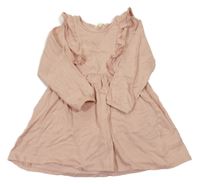 Světlepudrové mačkané šaty s volánikmi H&M