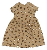 Béžové rebrované šaty s leopardím vzorom George