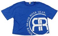 Zafírové crop tričko s logom River Island