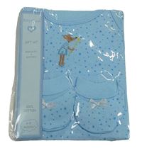 2set - Světlemodré body s myškou a hvězdami + bavlněné capáčky