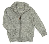 Šedý melírovaný propínací svetr H&M