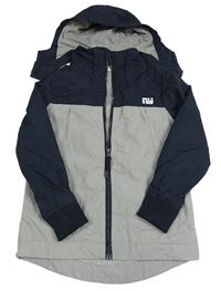 Šedo-tmavomodrá šusťáková lehce zateplená bunda s kapucí H&M