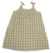 Lila-žlté kockované krepové šaty zn. Nutmeg