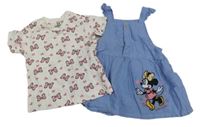 2set - Modré šaty s Minnie + smetanové tričko s mašlemi Primark