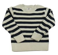 Světlebéžovo-tmavomodrý pruhovaný sveter C&A