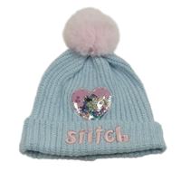 Svetlomodrá pletená čapica so Stitchem a brmbolcom Primark