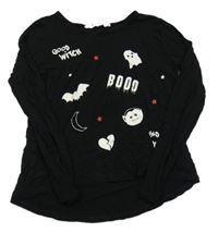 Čierne tričko s duchem a netopýrem H&M