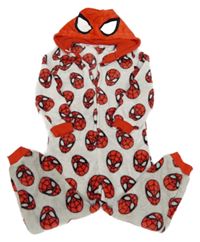 Šedo-červená chlupatá kombinéza se Spidermanem a kapucí Marvel