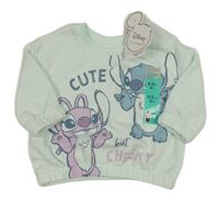 Nové - Mátová mikina so Stitchem a Angel Primark