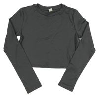 Tmavošedé crop triko Shein