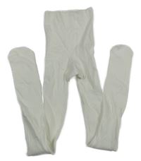 Bílé žebrované punčocháče