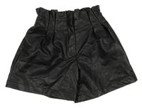 Čierne koženkové sukňové kraťasy Zara