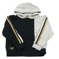 Čierno-sivá mikina s pruhy na rukávech a kapucňou Next