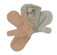 Nové - 2x palcové rukavice - světlešedé melírované + růžové Primark