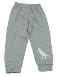 Sivé melírované tepláky s dinosaurom